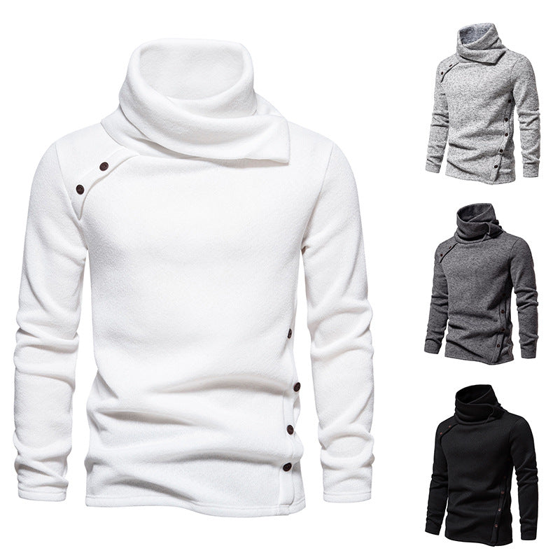 Men's Cascading Collar Sweater Coat Jacquard Pullover Sports Sweater - Minihomy