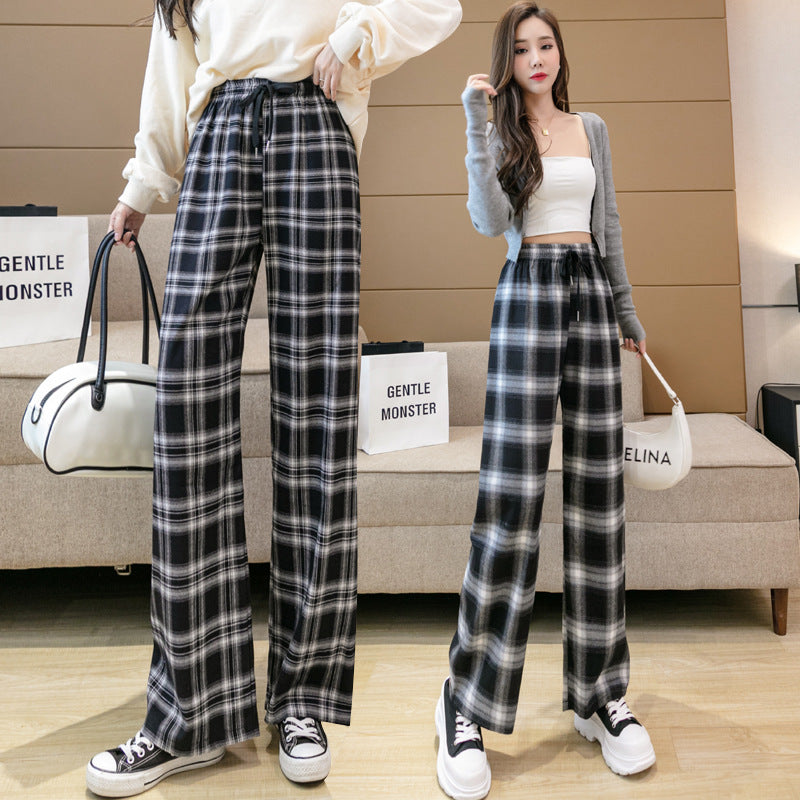 High Waist Loose Straight Drape Net Red Casual Pants Wide Leg Pants - Minihomy