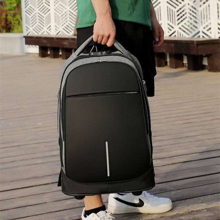 Junior High School Student Trolley Bag Large Capacity Large Wheel Trolley Case Backpack - Minihomy