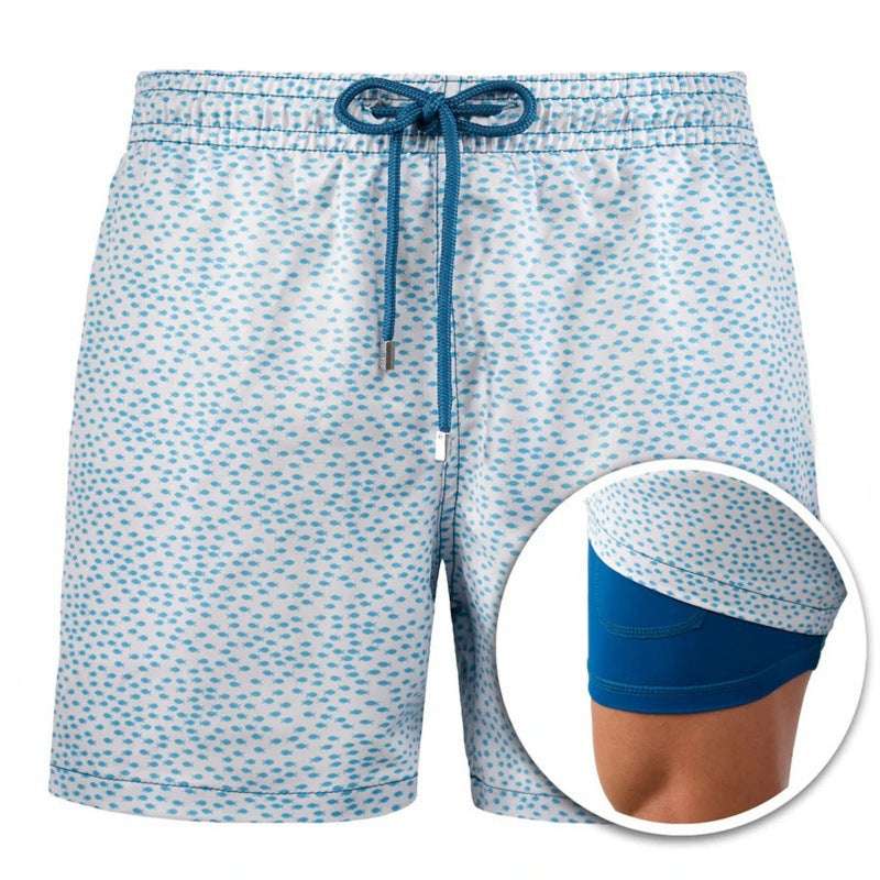 Men's Printed Beach Shorts Sports Double Layer Shorts Summer - Minihomy