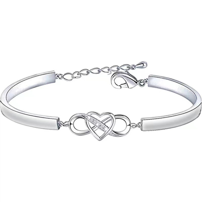 Infinity Heart Bracelet Bangle Crystal Love Forever Symbol Charm Bracelets - Minihomy