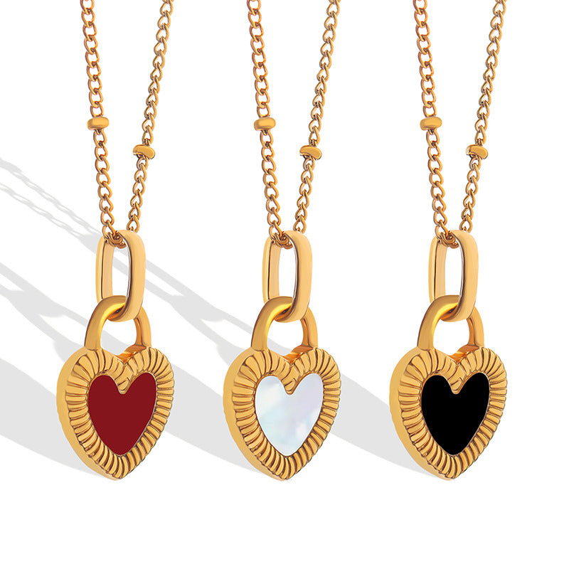 Double-Sided Color Heart-shaped Necklace Ins Style Niche Design - Minihomy