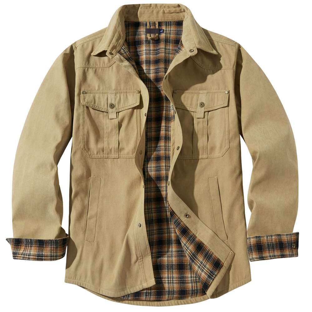 Lapel Plaid Flannel Casual Retro Western Style Jacket - Minihomy