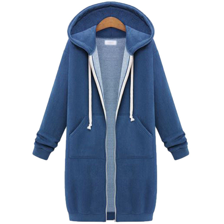 Hooded Long Sleeve Sweater Fleece Long Jacket - Minihomy