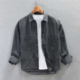 Men's Long-sleeved Thickened Retro Workwear Shirt - Minihomy