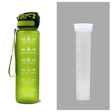 1L Tritan Water Bottle with Time Marker & Bounce Cover - Leakproof Bottle for Sports, Fitness, Cycling - Minihomy