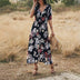 Floral Summer Beach Dress With V Neck Elastic Waist Dresses For Women - Minihomy