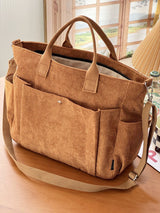 Thick Corduroy Shoulder Bag: Casual Tote for Students & Commuting