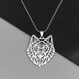 Stainless Steel Wolf Head Pendant Necklace - Animal Jewelry