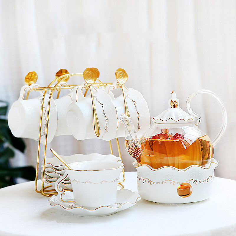 Ceramic Afternoon Tea Set | British Flowering Tea Cups & Saucers - Minihomy