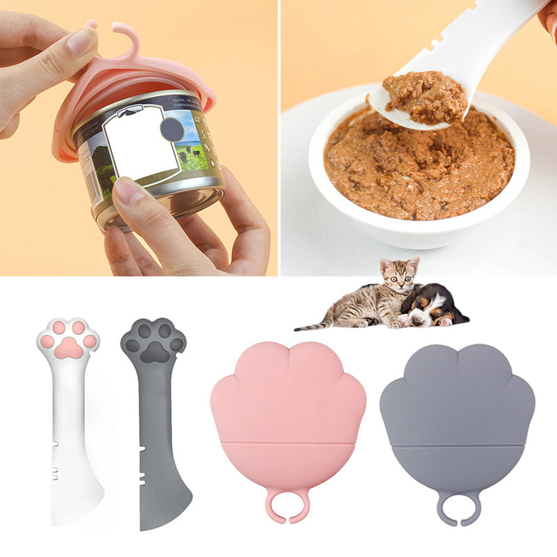 Multifunction Pet Canned Spoon Jar Opener - Silicone Cat Dog Feeding Scoop & Can Opener - Minihomy