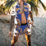 Floral Shirt Beach Two Piece Suit Men Sets - Minihomy