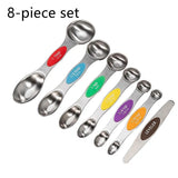 Kitchen Stainless Steel Magnetic Suction Double Head Measuring Spoon 8-piece Set - Minihomy