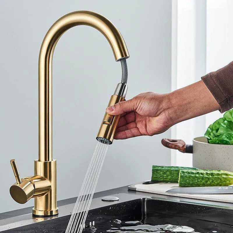 304 Stainless Steel Kitchen Pull-out Faucet - Minihomy