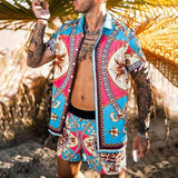 Floral Shirt Beach Two Piece Suit Men Sets - Minihomy