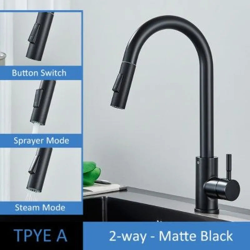 304 Stainless Steel Kitchen Pull-out Faucet - Minihomy