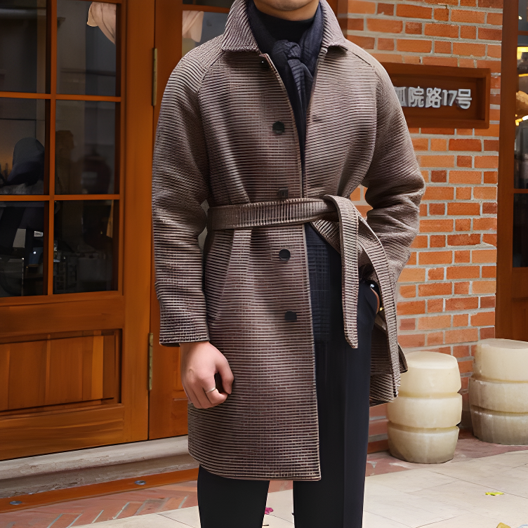 Mid-length Vintage Wool Coat With Shoulder Insert - Minihomy