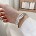 Irregular Fold Texture Opening Wide S925 Sterling Silver Bracelet Women - Minihomy