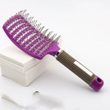 Large Curved Comb Hairbrush Boar Bristles Massage Comb Curly Hair Multifunctional Hair Brush - Minihomy