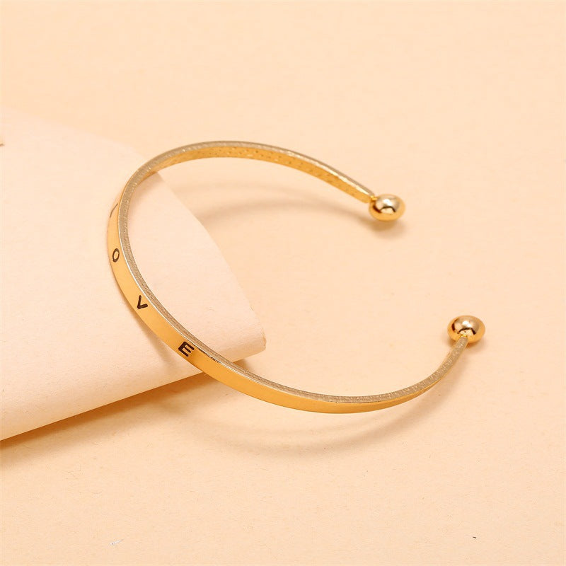 Alloy Opening Love Bracelet Women - Minihomy