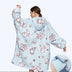 Ovesized Wearable Blanket Hoodie Winter Cute Print Fleece Sleepwaer Warm And Cozy Sofa Homewaer - Minihomy