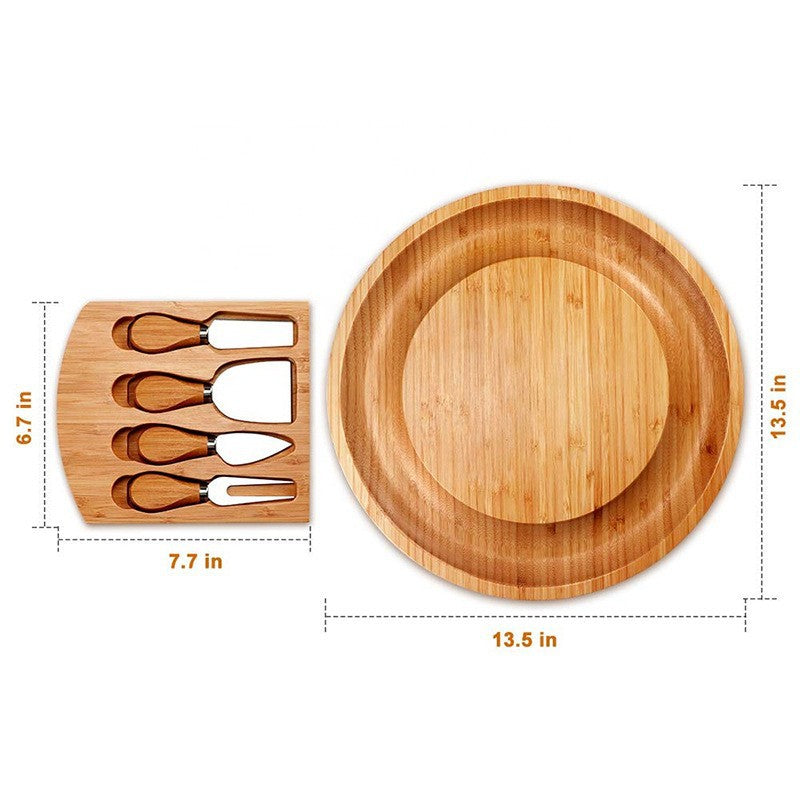 Bamboo Cheese Plate Set Bamboo Cheese Knife - Minihomy