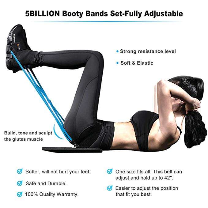 Fitness Women Booty Butt Band Resistance Bands Adjustable Waist Belt Pedal Exerciser For Glutes Muscle Workout Free Bag - Minihomy