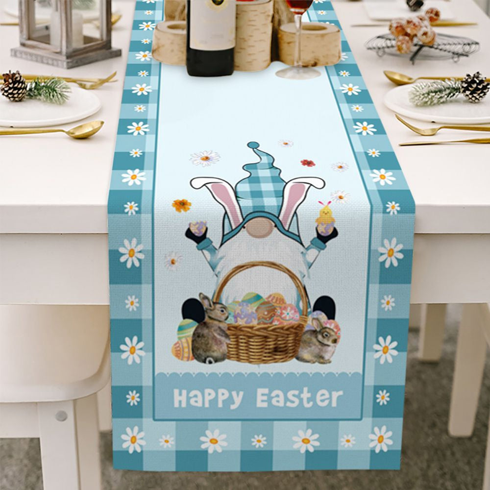 Light Wood Grain Bottom Easter Cotton And Linen Table Flag - Minihomy