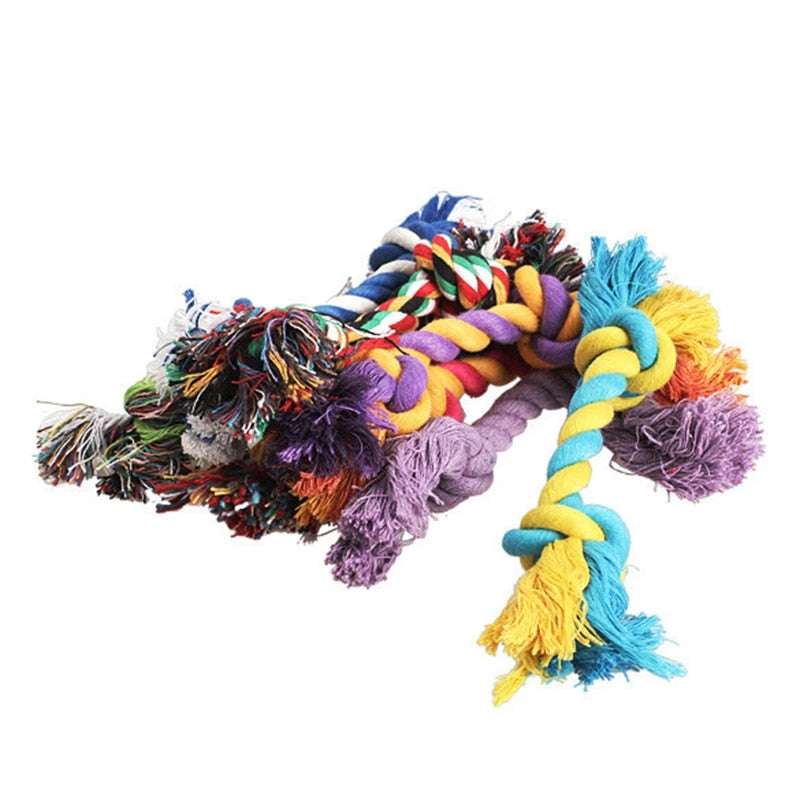 Dog bite rope toy dog rope knot molar bite-resistant color double knot cotton rope toy - Minihomy