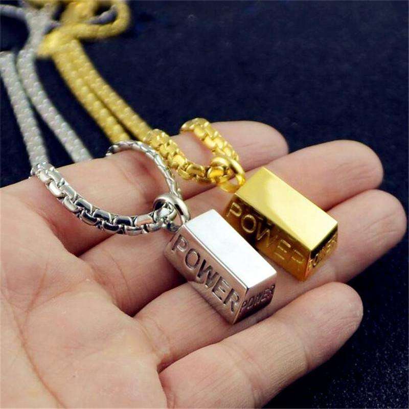 Energy Nugget Long Necklace Men's Personality Fashion Domineering Square Titanium Steel Pendant - Minihomy