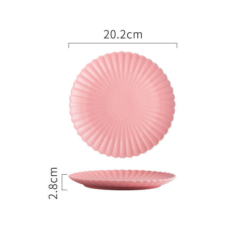 Creative Simple Solid-color Ceramic Plate Fruit Cake Plate Round Beef Steak Western Plate - Minihomy