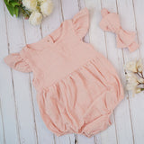 Baby Solid Cotton Ruffled Romper - Minihomy