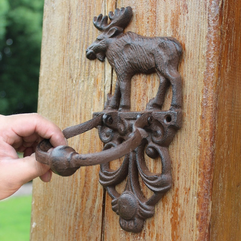 European Retro Nostalgic Cast Iron Crafts Retro Elk Door Knock - Minihomy