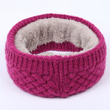 Winter warm men and women solid color wool knit plus velvet thick collar