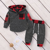 Multicolor Embroidery Plaid Plush Hoodie Suit - Minihomy