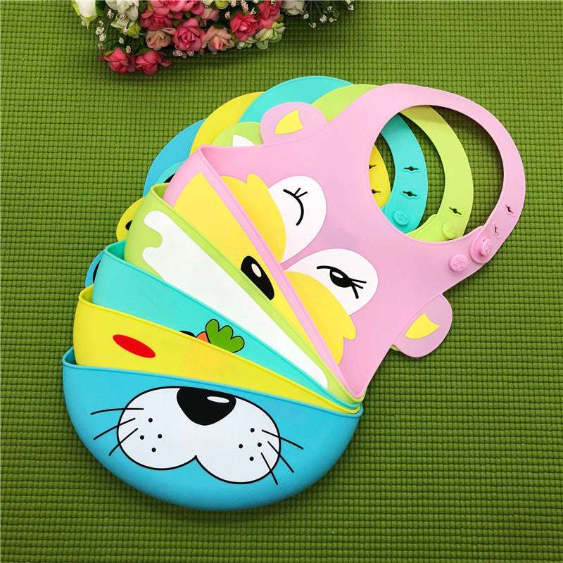 Baby food grade silicone food meal pockets Children's dinner pockets Waterproof disposable cartoon bibs - Minihomy