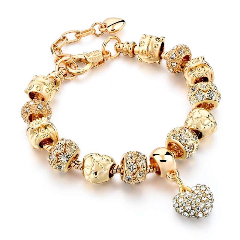 Gold-plated heart beaded bracelet - Minihomy