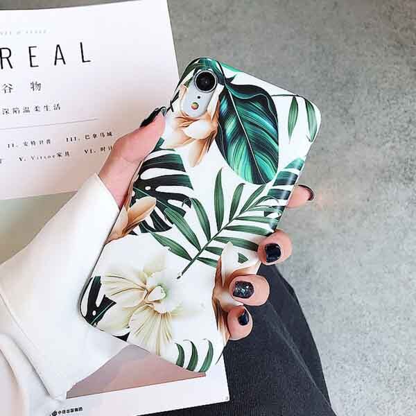 Flowers Banana Leaf Art Phone Case For IPhoneXS Max XR 6S 6 7 8 Plus X Retro Soft Floral Phone Back Case With Flowers Style - Minihomy