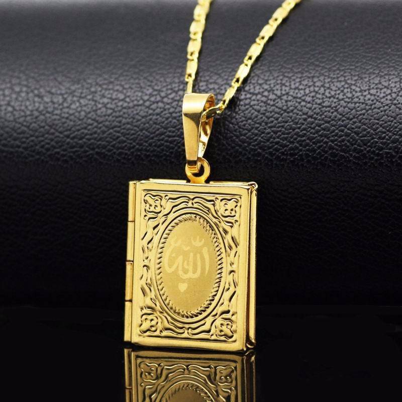 1 Piece of Islamic Allah Quran Photo Frame Men's and Women's Pendant Necklace - Minihomy