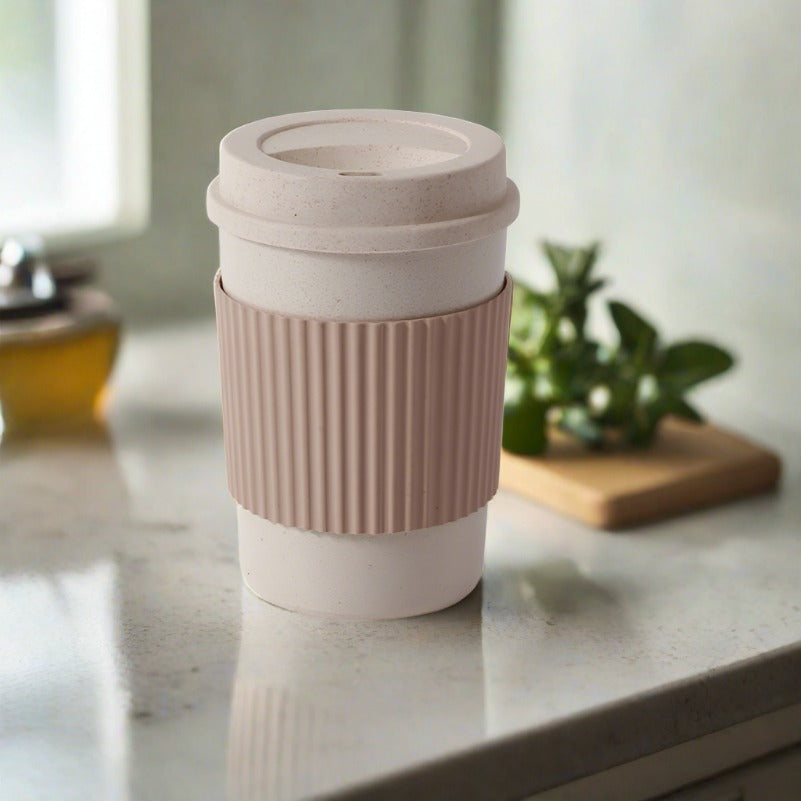 Reusable Wheat Straw Mug with Lid - Eco-Friendly Coffee Tea Cup