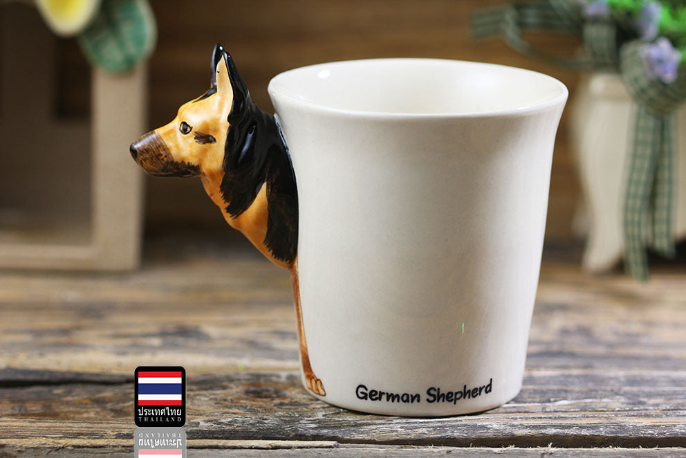 Thai Hand Painted Animal Mug Shepherd Ceramic Cup