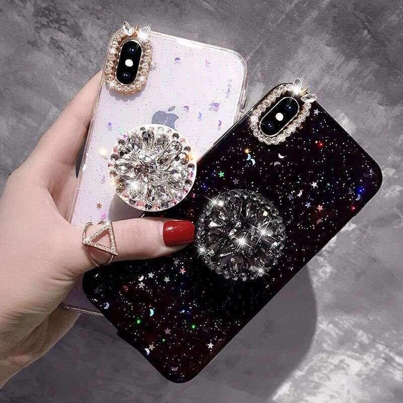 Compatible With Tar Transparent For PhoneX6s7plus All-inclusive Soft Shell Rhinestone Bracket - Minihomy