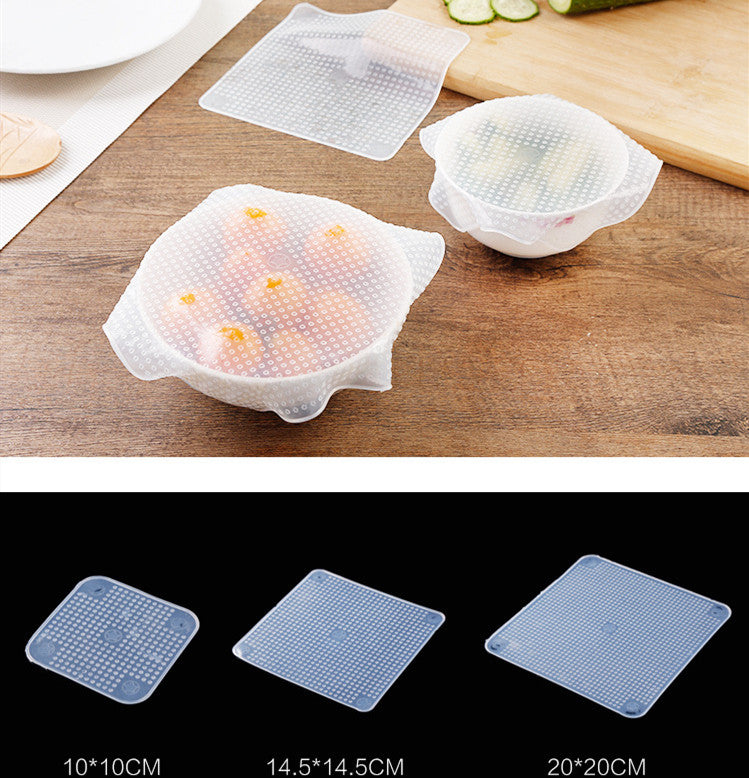 Food Reusable Silicone Stretch Cling Film Saran Wrap Kitchen Microwave Oven Fridge Seal Bowl Cover Pad Kitchen Tools - Minihomy