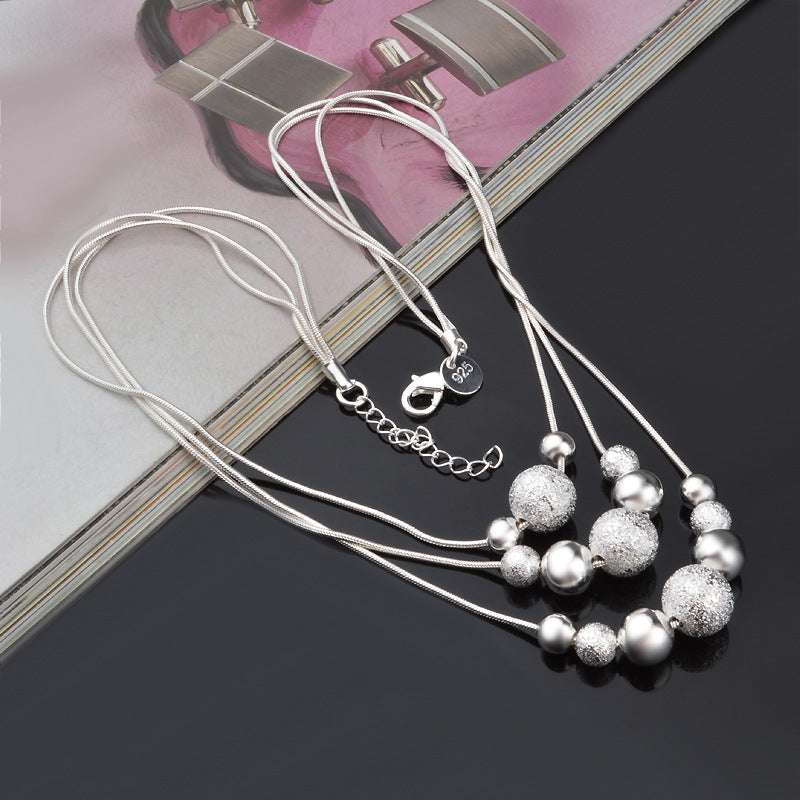 Bead Necklace Electroplating Silver Jewelry - Minihomy