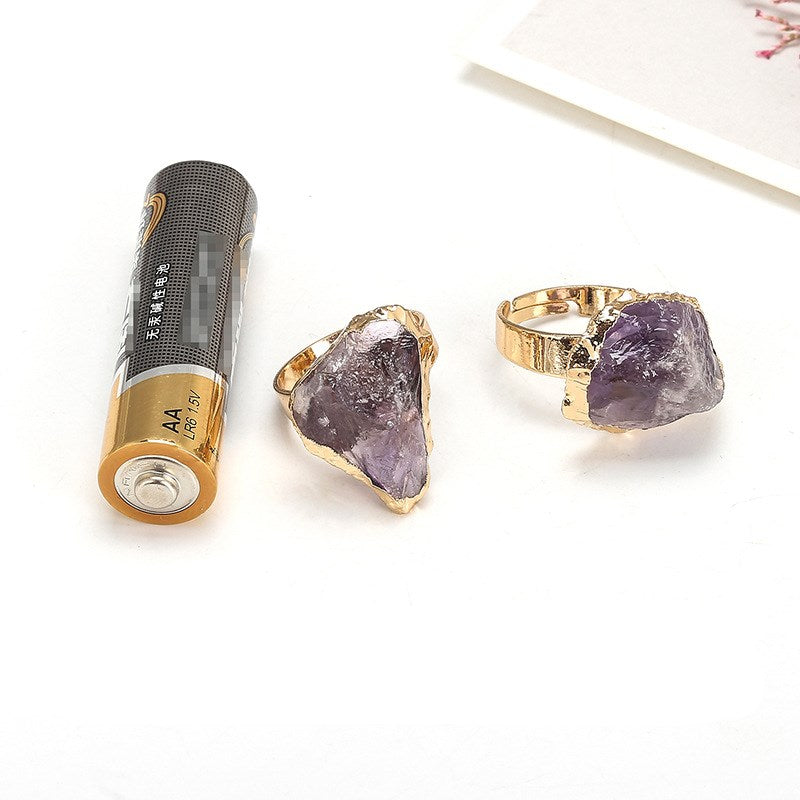 Natural Crystal Plating Rough Stone Ring - Minihomy