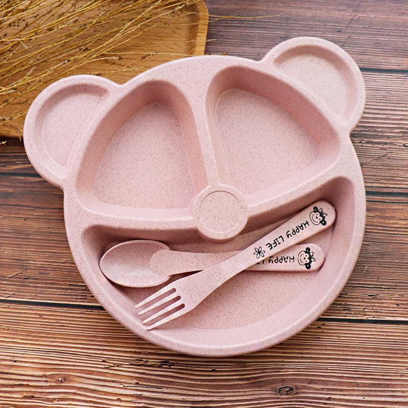 Baby Bowl Spoon  Fork Feeding Food Tableware Cartoon Panda Kids Dishes Baby Eating Dinnerware Set Anti-hot Training Bowl Spoon - Minihomy