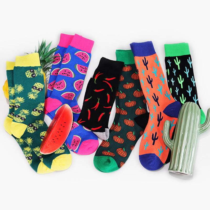 Happy Socks Men Women British Style Cactus Fruit Creative Cotton Socks - Minihomy