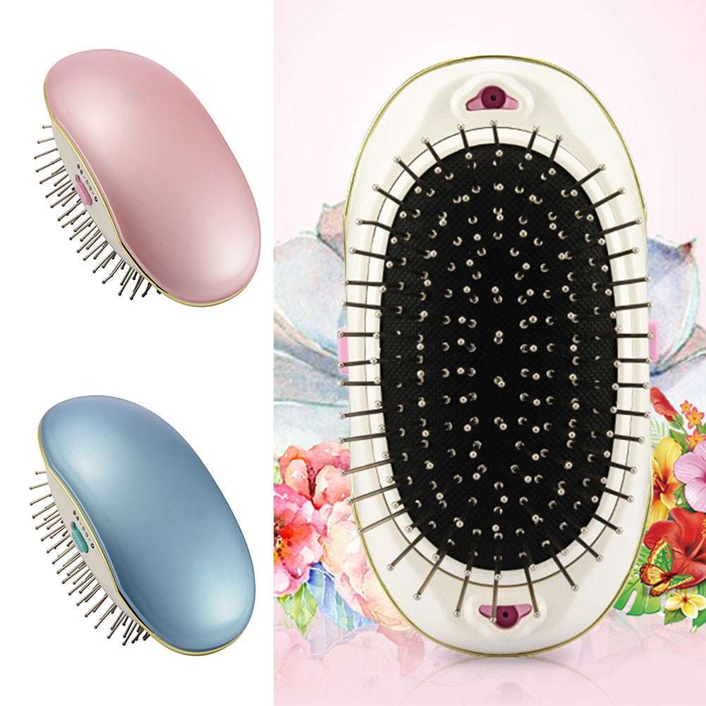 Portable negative ion anti-static straight hair vibration massage comb - Minihomy