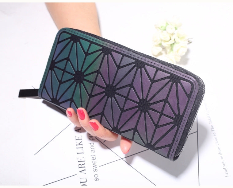 Geometry Three Folds Luminous Long Wallet Card Holder Carteira - Minihomy