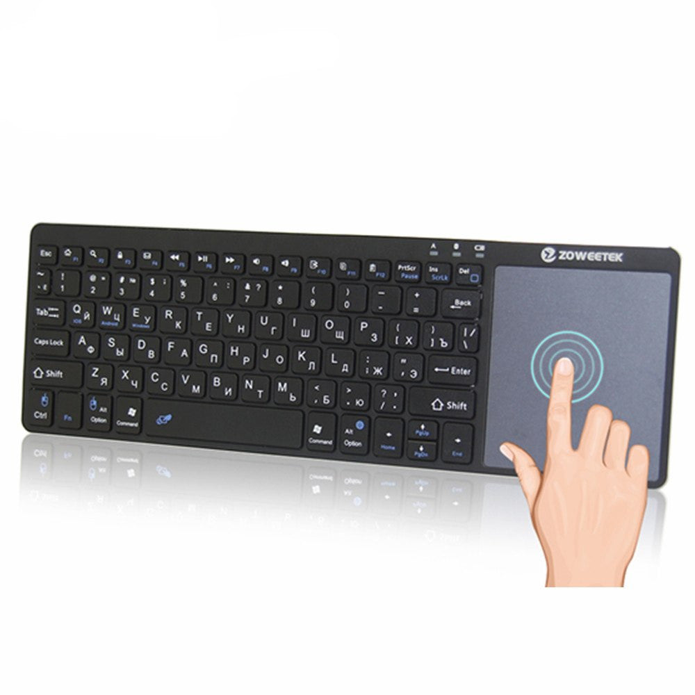 Zoweetek k12bt-1 Mini Wireless Bluetooth Keyboard Russian English Spanish Touchpad For Smart Tv Box Pc Android Phone Pad - Minihomy